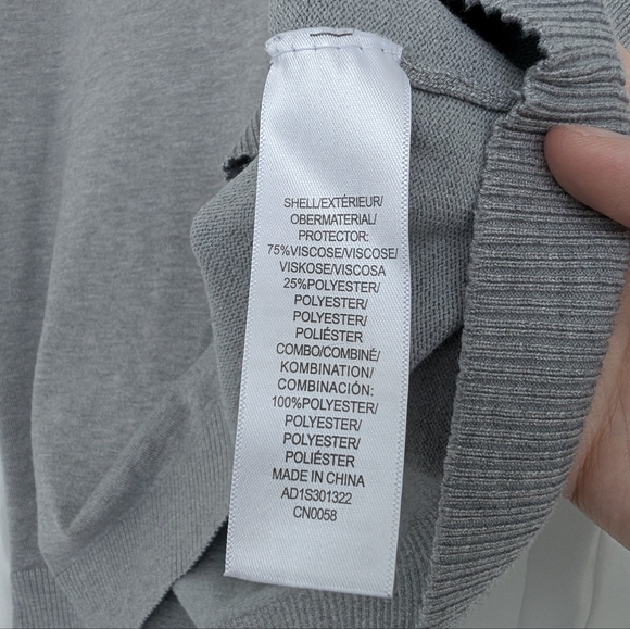 Adrianna Papell Mixed Media Chiffon And Knit Academia V-Neck Sweater Top Sz L - Picture 7 of 14